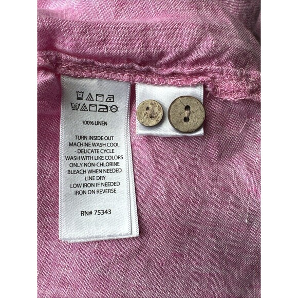 Cynthia Rowley Shirt Womens 2X 100% Linen Pink Roll Tab Sleeves - Picture 9 of 9